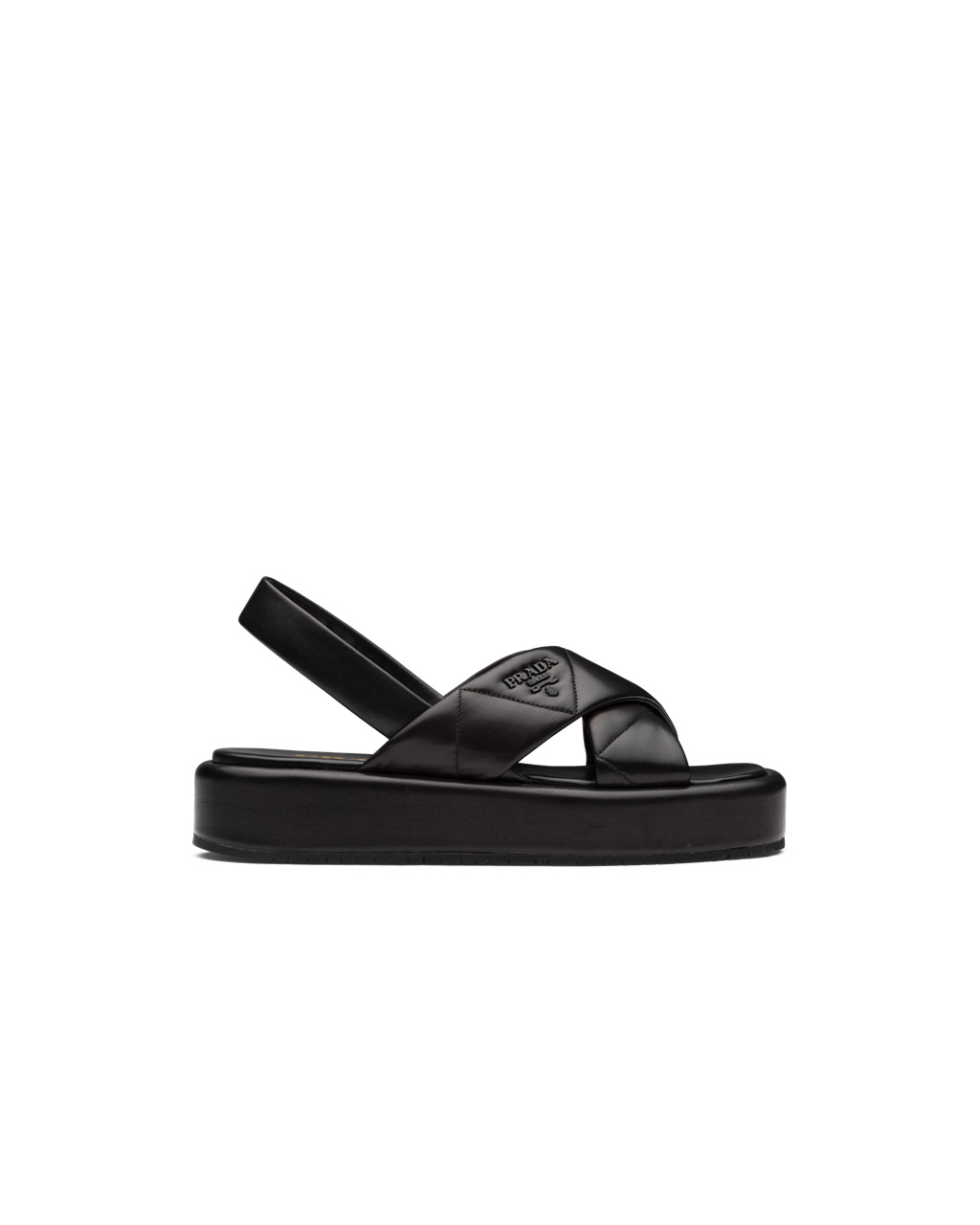 Prada Quilted Nappa Lær Flatform Sandals Svarte | 478-BDVFEA