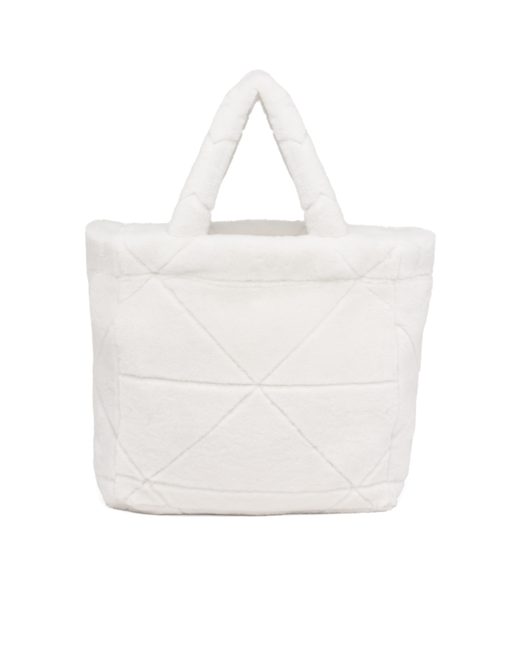 Prada Quilted Shearling Tote Bag Hvite Svarte | WYGXBI092