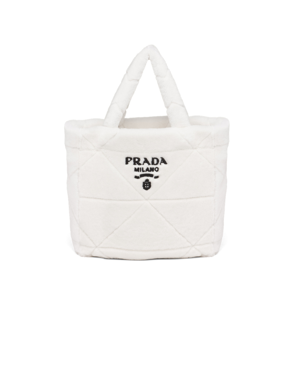 Prada Quilted Shearling Tote Bag Hvite Svarte | WYGXBI092