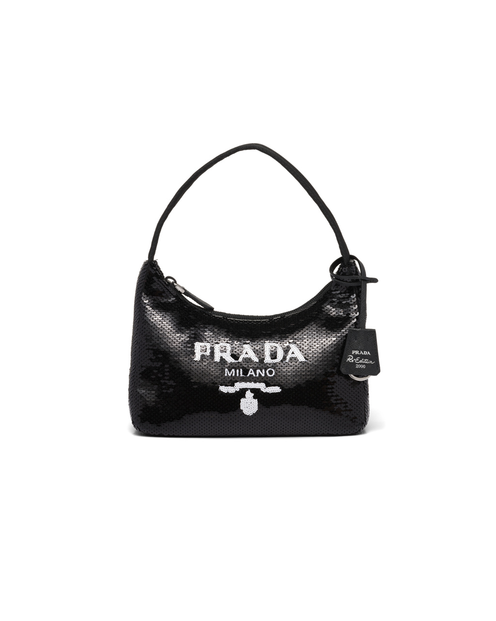 Prada Re-edition 2000 Sequined Re-nylon Mini-bag Svarte Hvite | 246-OEZCYQ