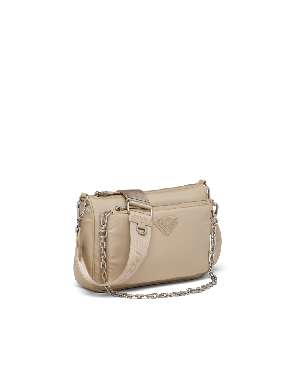 Prada Re-nylon And Saffiano Lær Shoulder Bag Beige | 248-AGQRCH