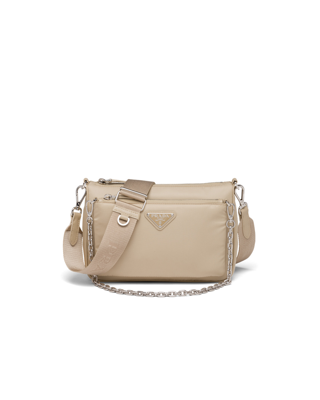 Prada Re-nylon And Saffiano Lær Shoulder Bag Beige | 248-AGQRCH