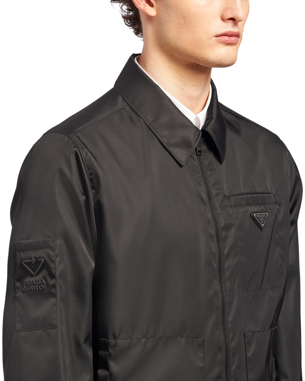 Prada Re-nylon Blouson Jacket Svarte | 017-PIFDBY