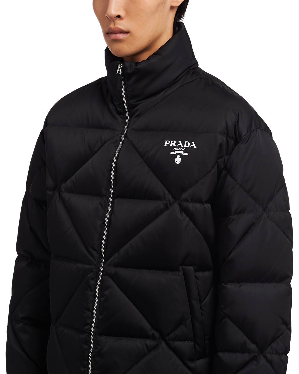 Prada Re-nylon Down Jacket Svarte | 367-DCPZFI