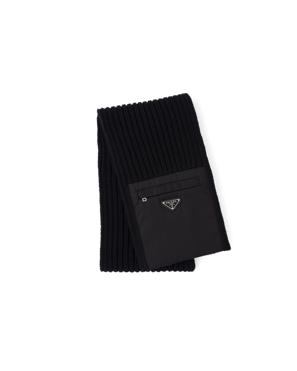 Prada Re-nylon Gabardine And Wool Scarf Svarte | 930-ZKTDGC