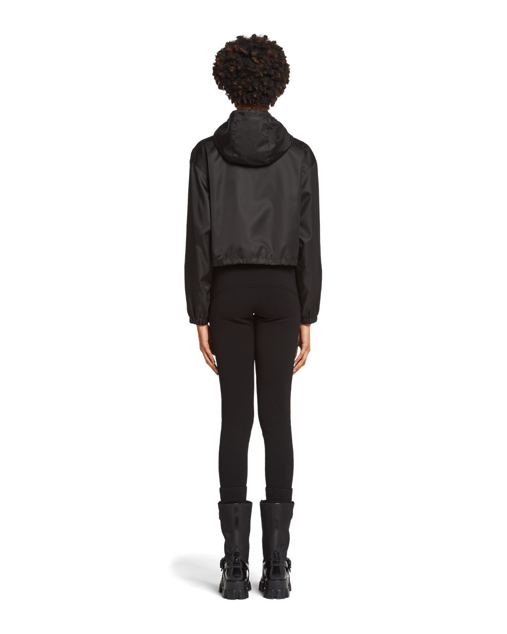 Prada Re-nylon Hette Blouson Jacket With Pouch Svarte | 824-WKHOTV