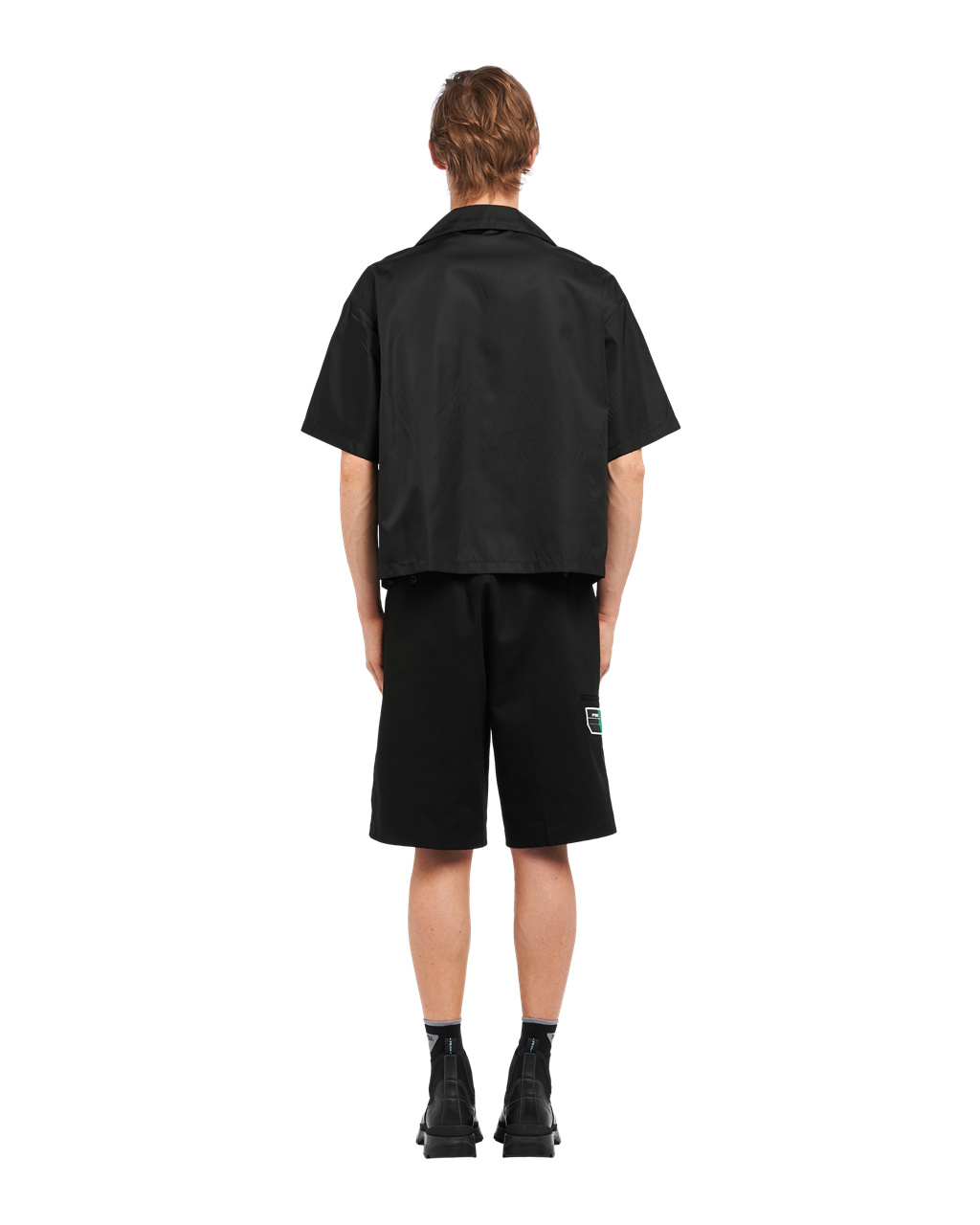 Prada Re-nylon Kort-sleeved Shirt Svarte | 063-BOXNTA