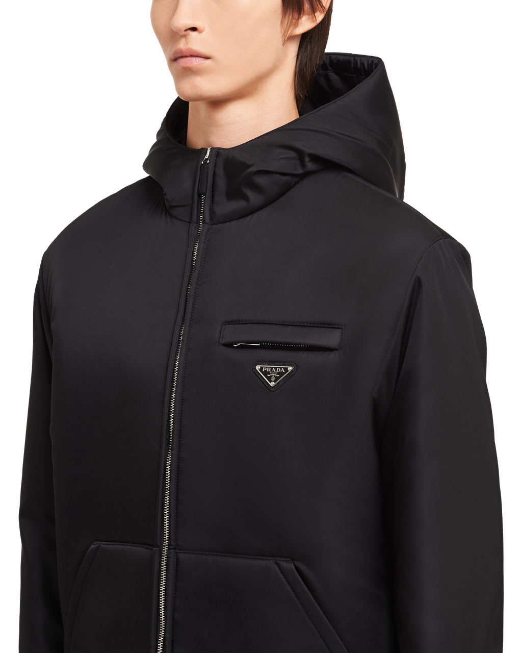 Prada Re-nylon Padded Gabardine Bomber Jacket Svarte | 967-XDRSLA