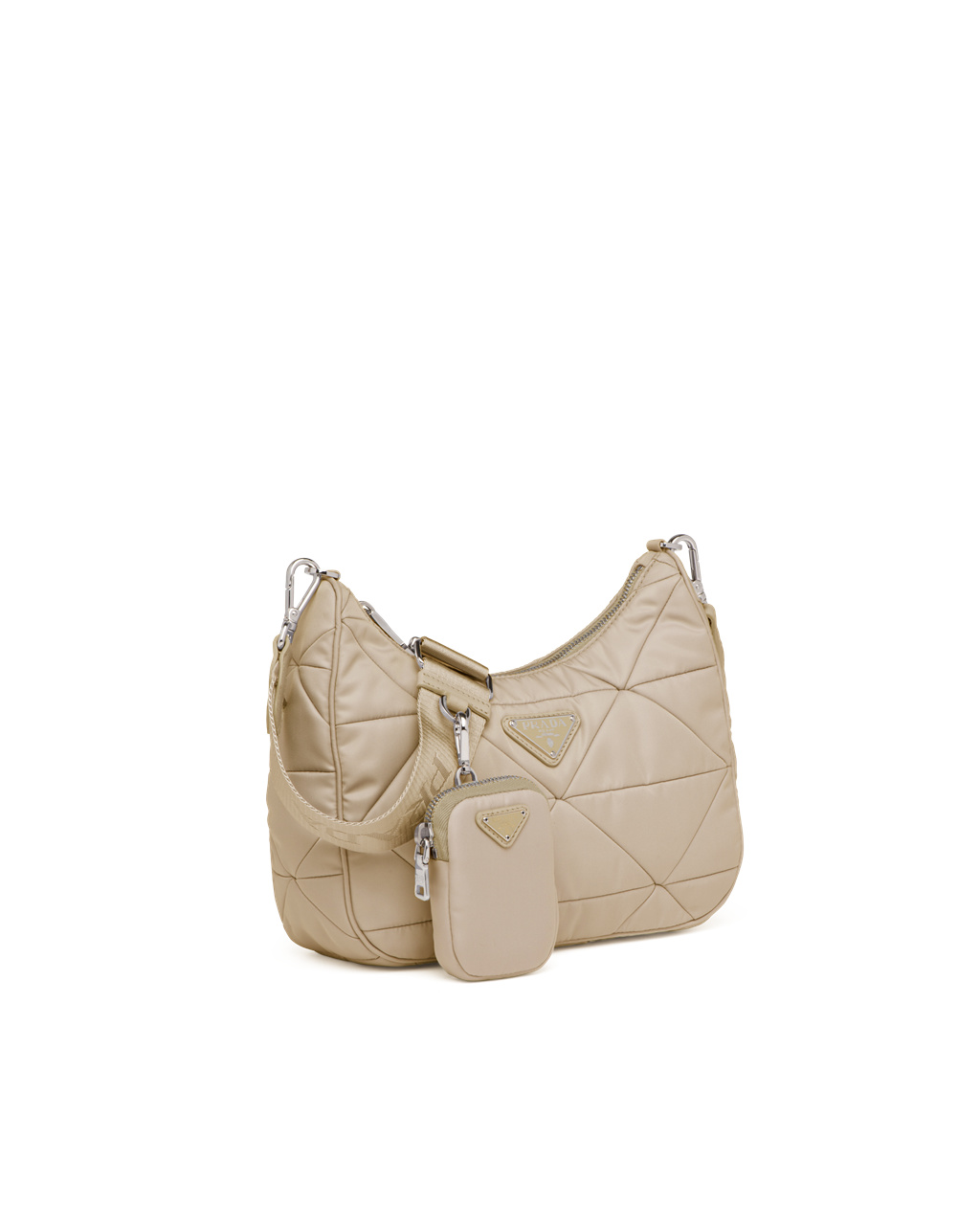 Prada Re-nylon Padded Hobo Bag Beige | 960-PDWFKR