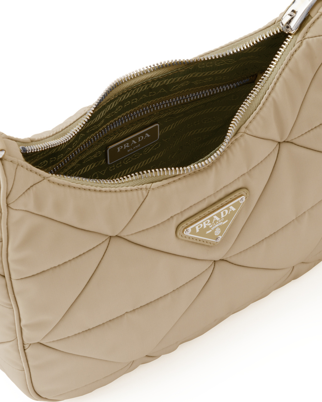 Prada Re-nylon Padded Hobo Bag Beige | 960-PDWFKR