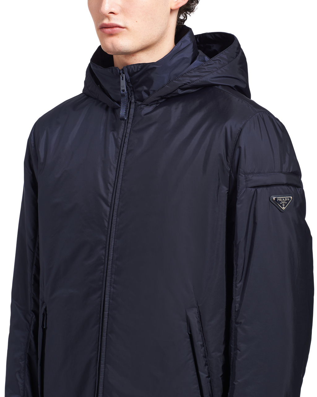 Prada Re-nylon Padded Jacket Marineblå | 896-KVFTPS