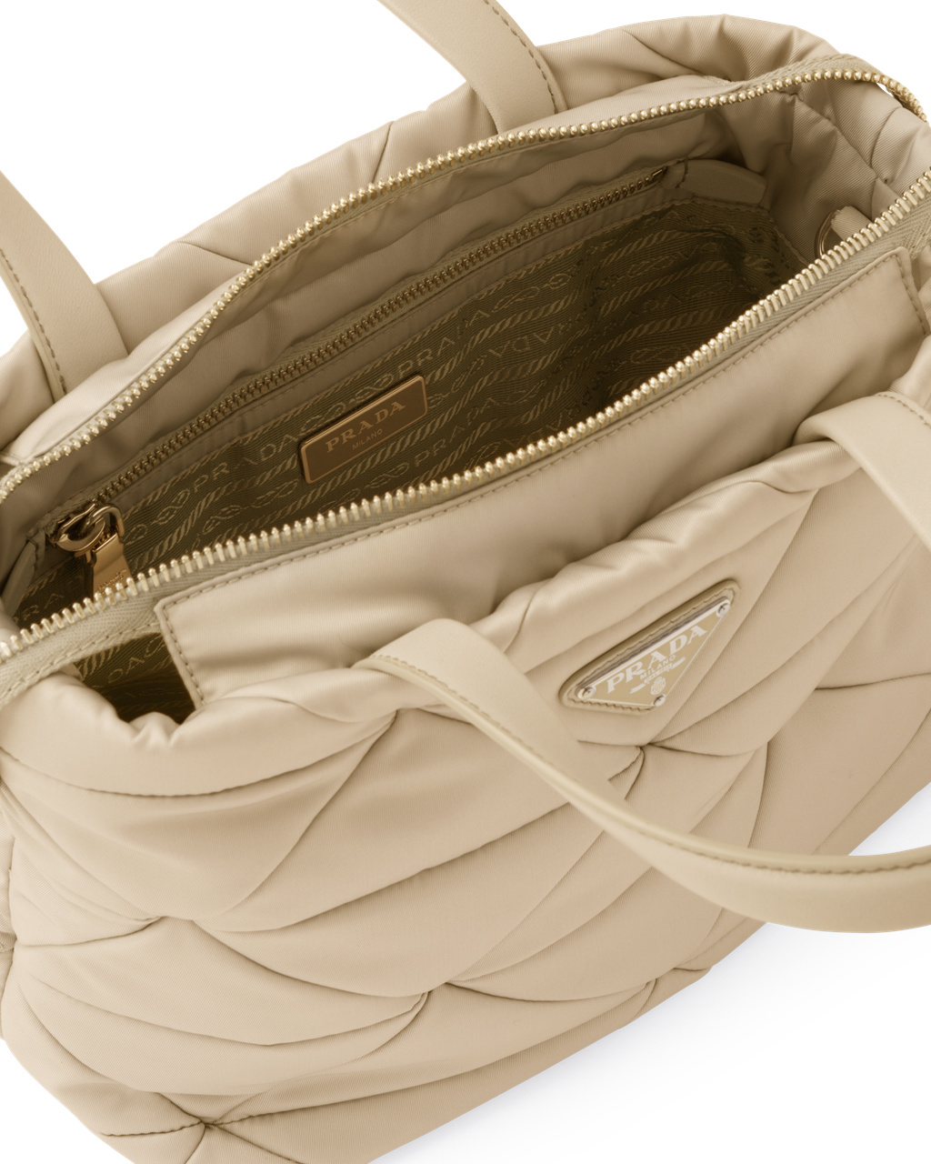 Prada Re-nylon Padded Tote Bag Beige | VAJFHP154