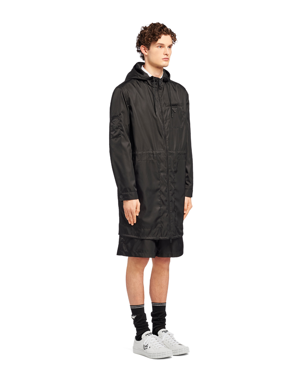 Prada Re-nylon Raincoat Svarte | 946-GFXDAS