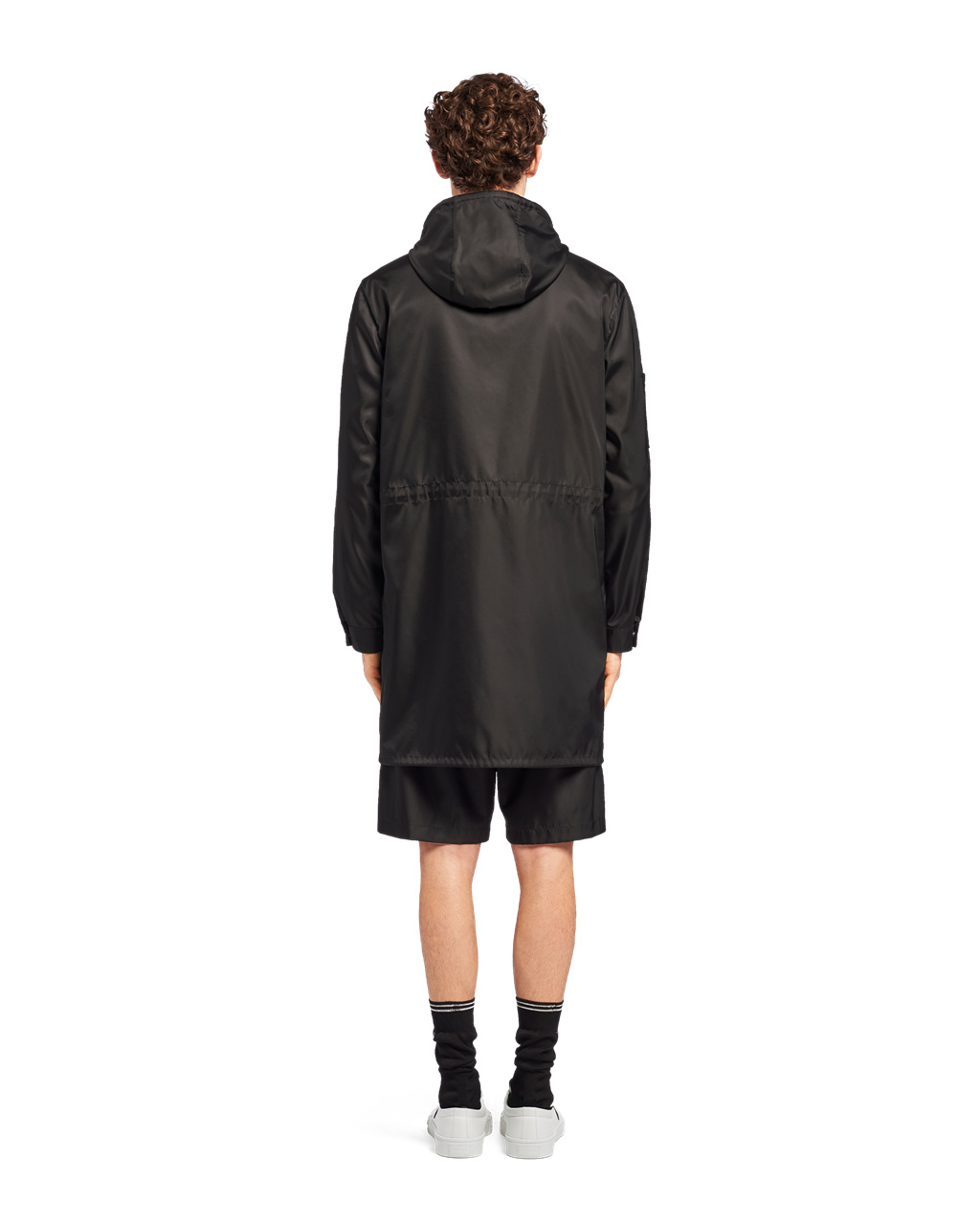 Prada Re-nylon Raincoat Svarte | 946-GFXDAS