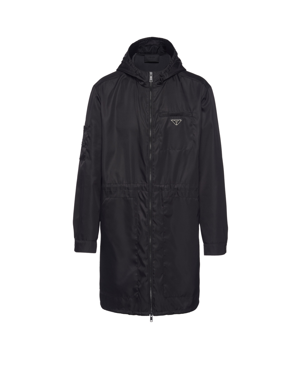 Prada Re-nylon Raincoat Svarte | 946-GFXDAS