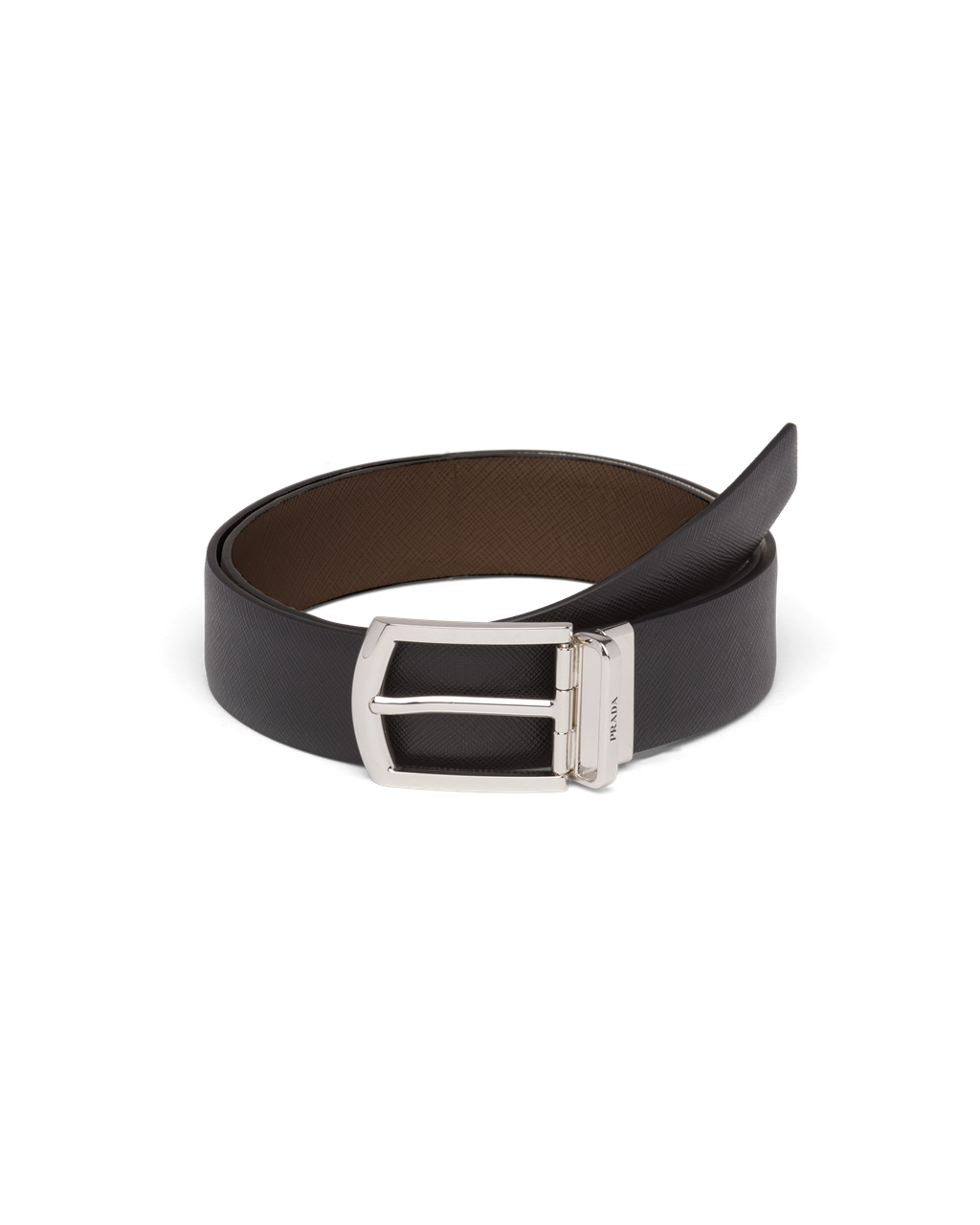 Prada Reversible Saffiano Lær Belt Svarte | 916-BKLVHA