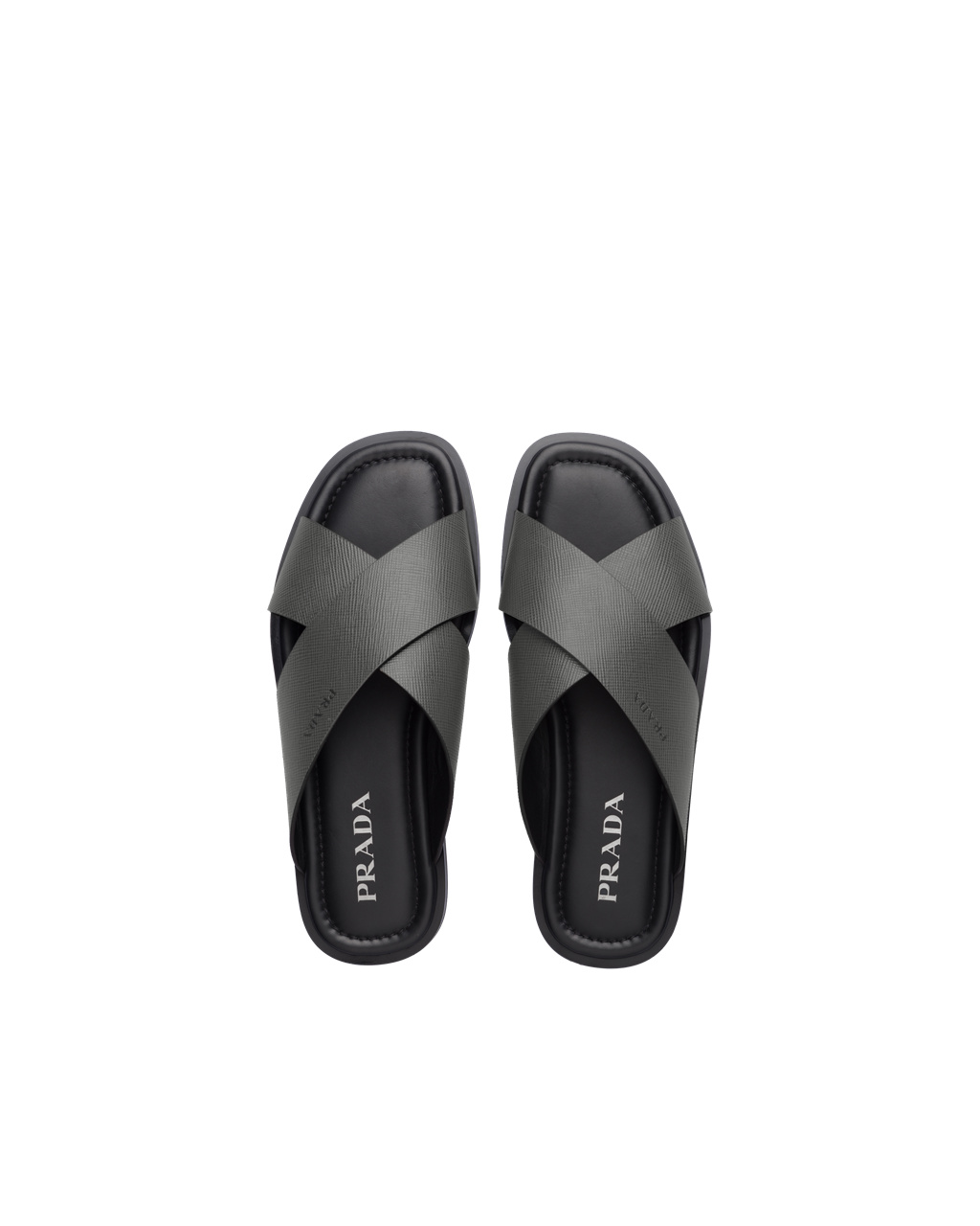 Prada Saffiano Cuir Lær Sandals Marble Gray | 629-ZIWHQL