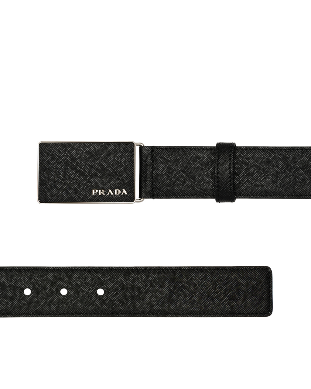 Prada Saffiano Lær Belt Svarte | 076-SZINBV