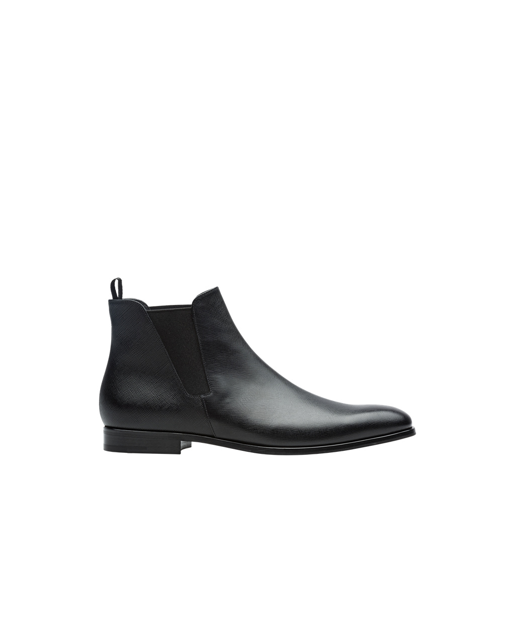 Prada Saffiano Lær Booties Svarte | 045-EKLROM