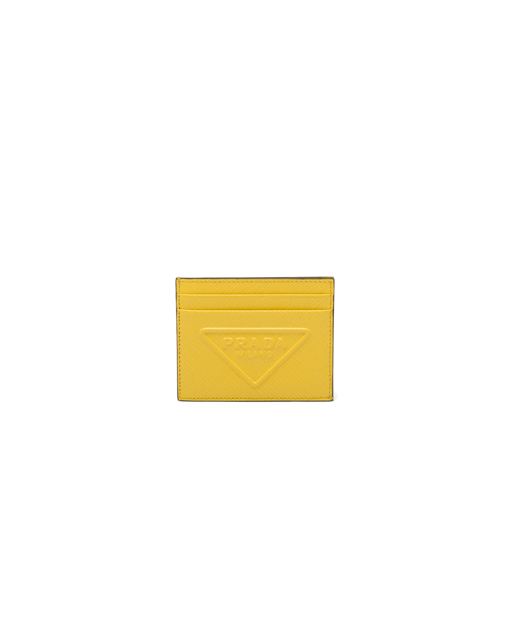 Prada Saffiano Lær Card Holder Gul | 710-YUJWKP