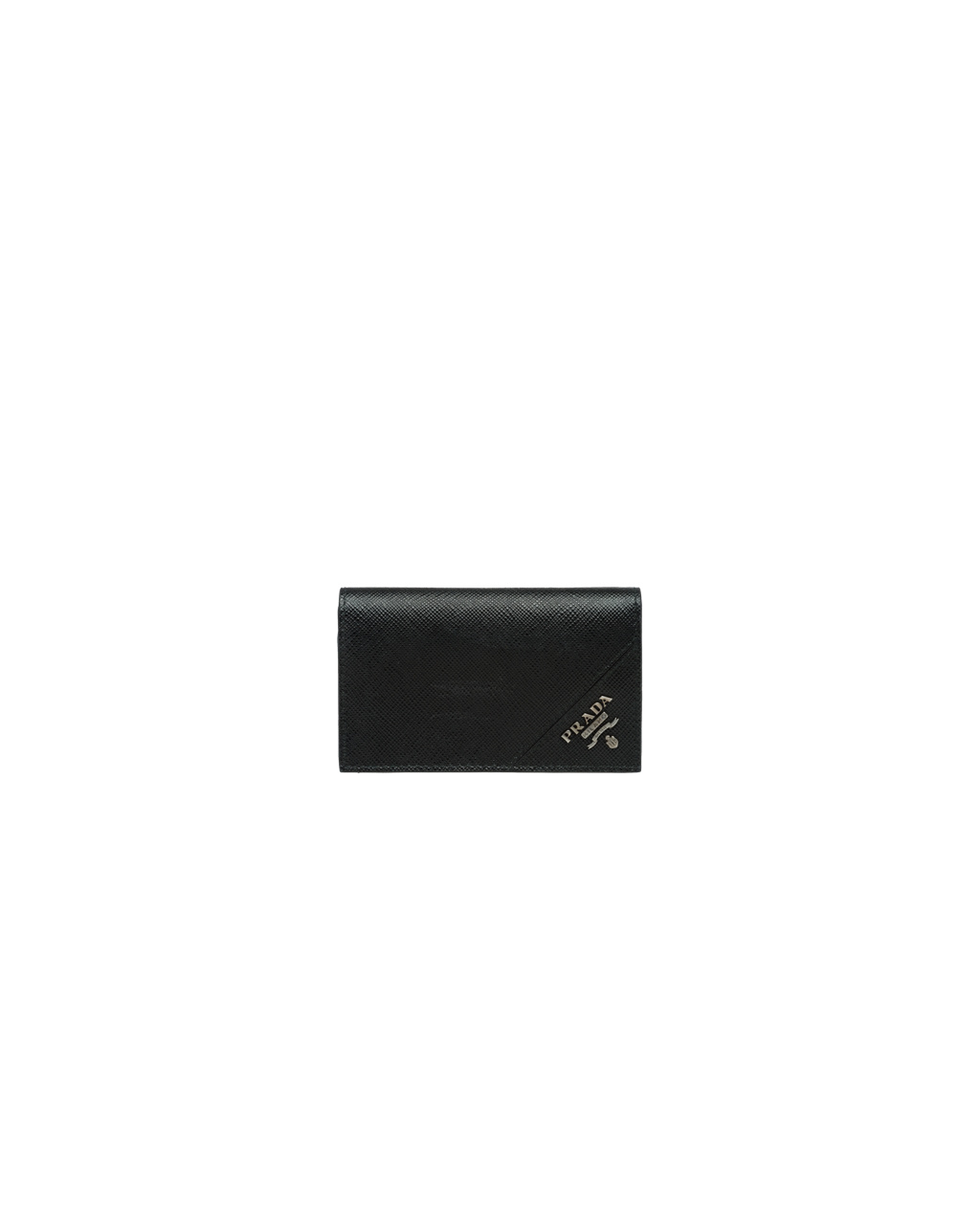 Prada Saffiano Lær Card Holder Svarte | 348-WJRTBC