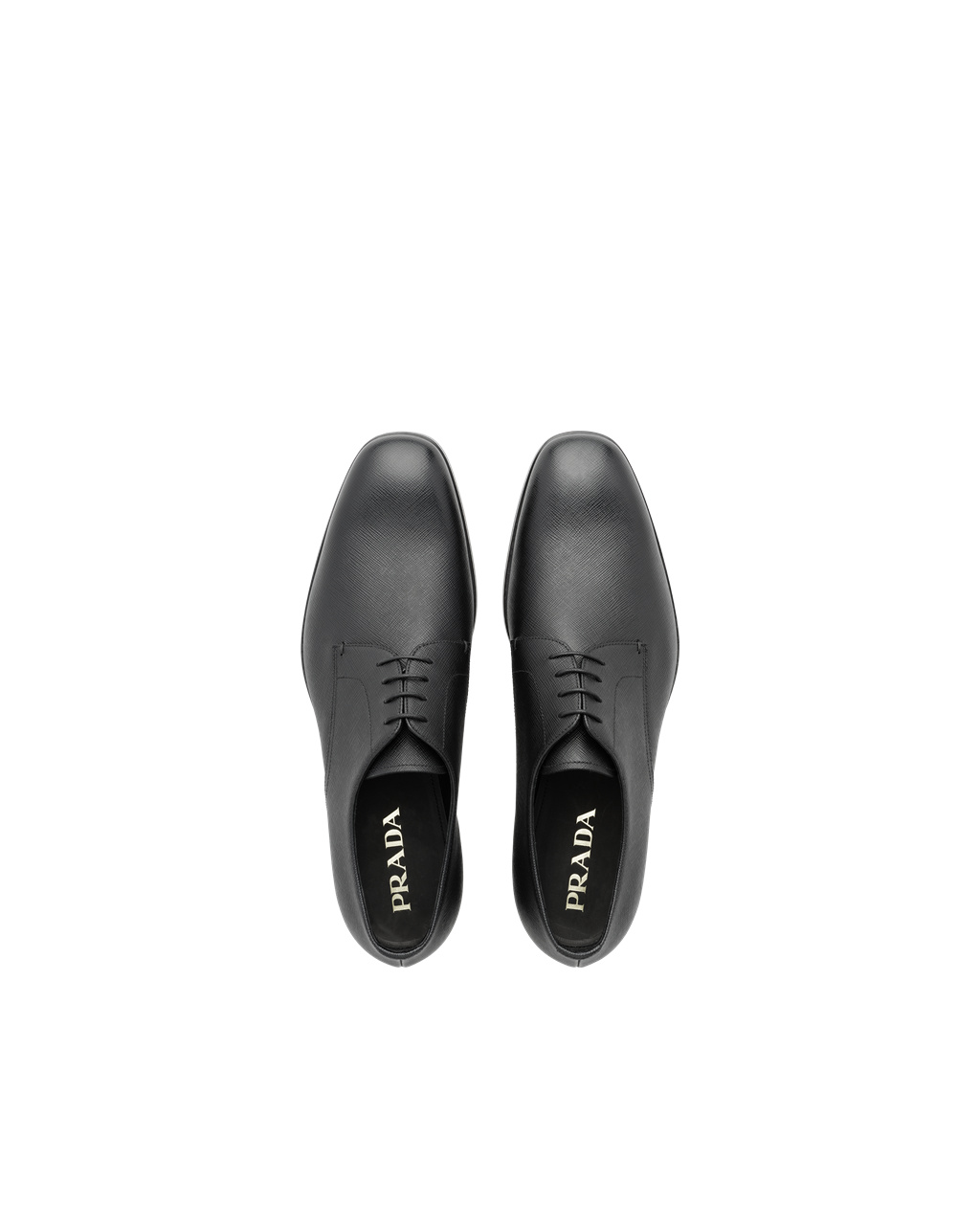 Prada Saffiano Lær Derby Shoes Svarte | 907-CHJVRL