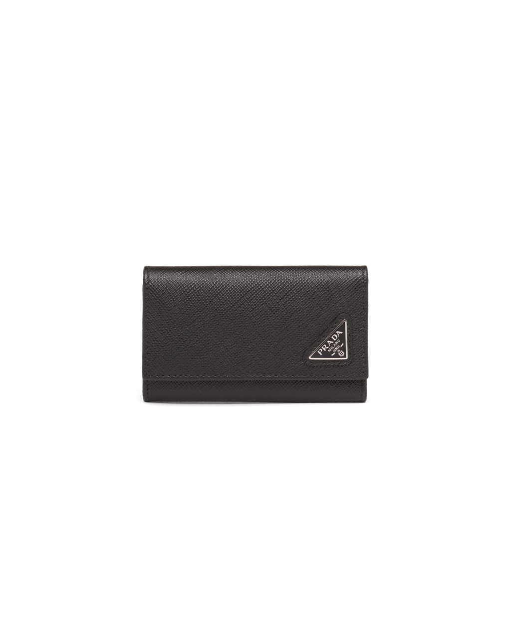 Prada Saffiano Lær Key Case Svarte | 496-JUFIOW