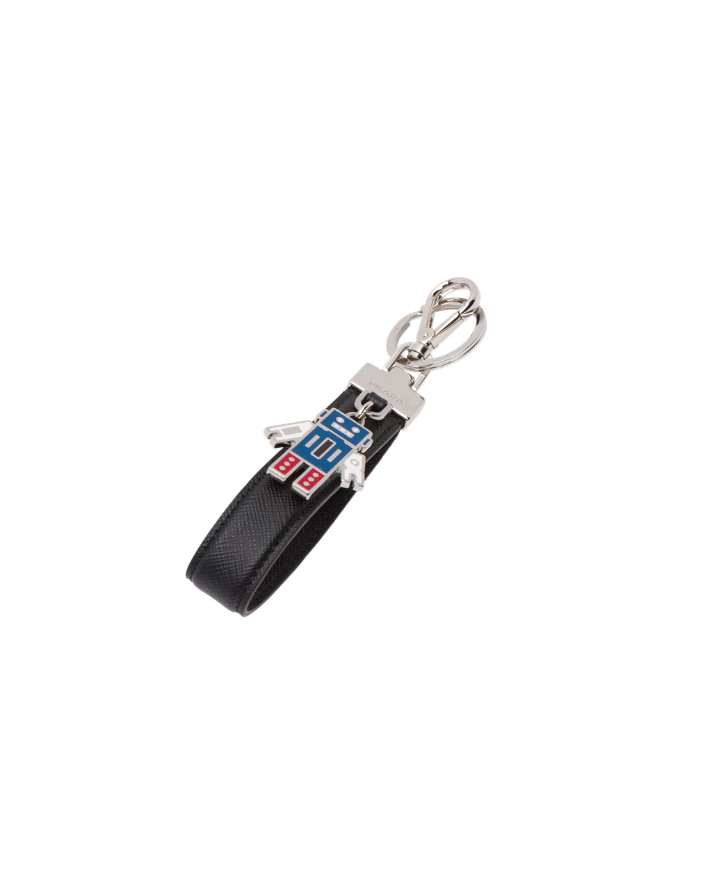 Prada Saffiano Lær Keychain Svarte | 856-IBGMLO