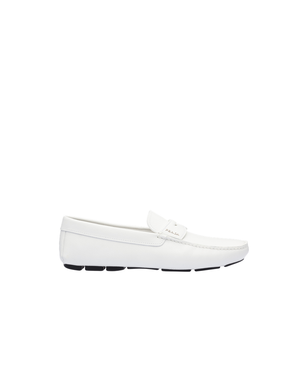 Prada Saffiano Lær Loafers Hvite | 370-HOPQUL