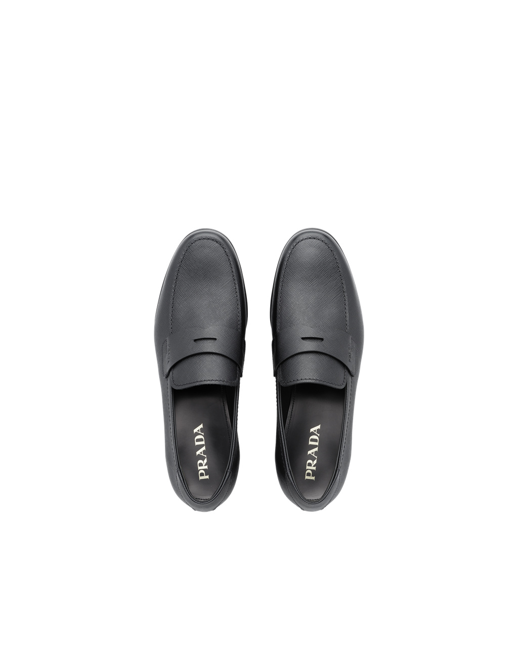 Prada Saffiano Lær Loafers Svarte | 970-UMJFQT