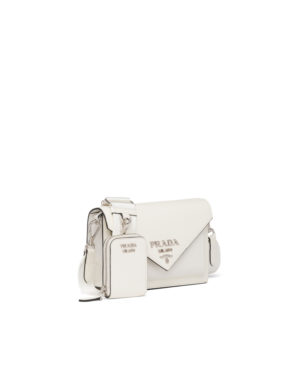 Prada Saffiano Lær Mini Envelope Bag Hvite | 530-SQONKW