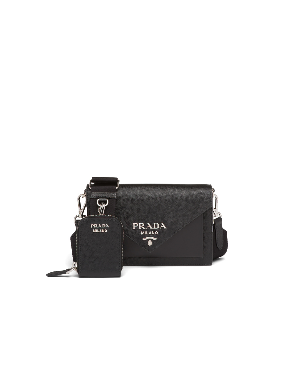 Prada Saffiano Lær Mini Envelope Bag Svarte | 529-FGLDNY