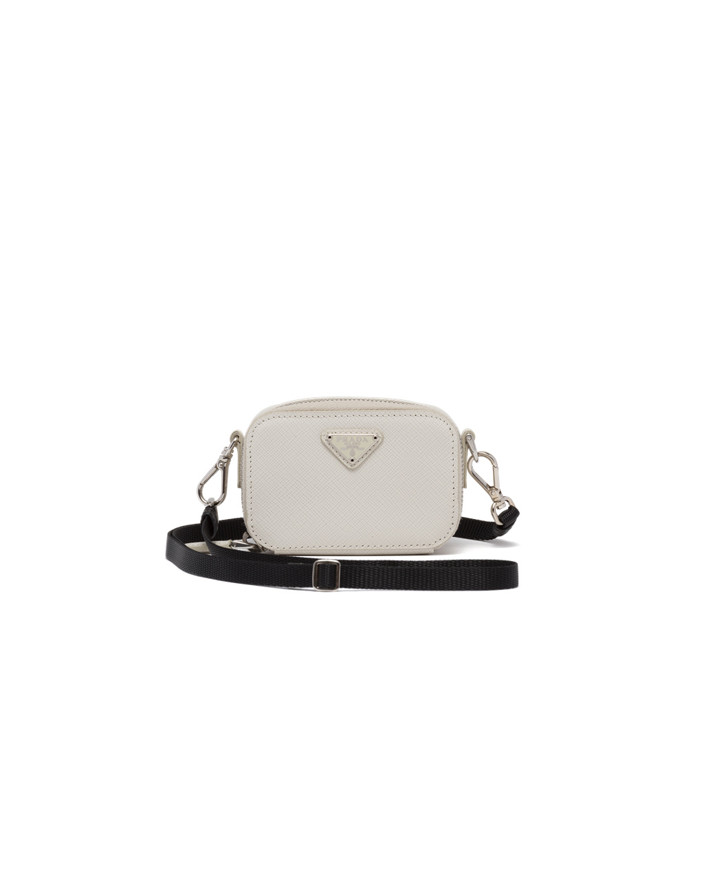 Prada Saffiano Lær Mini Pouch Hvite | 973-MSZUNK