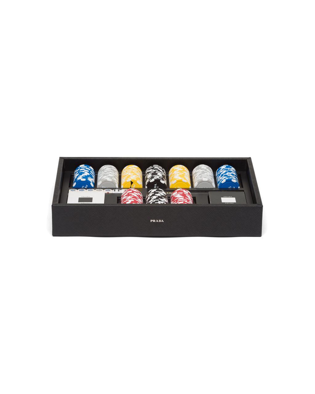 Prada Saffiano Lær Poker Set Svarte | 726-PJYEAV