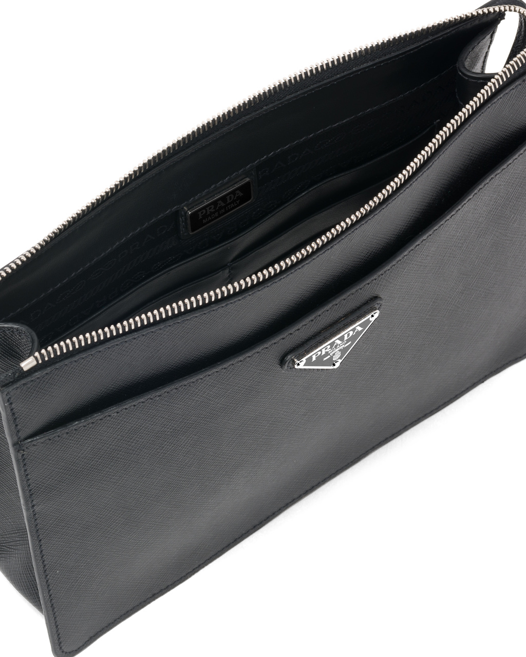 Prada Saffiano Lær Pouch Svarte | 290-SIOVGH