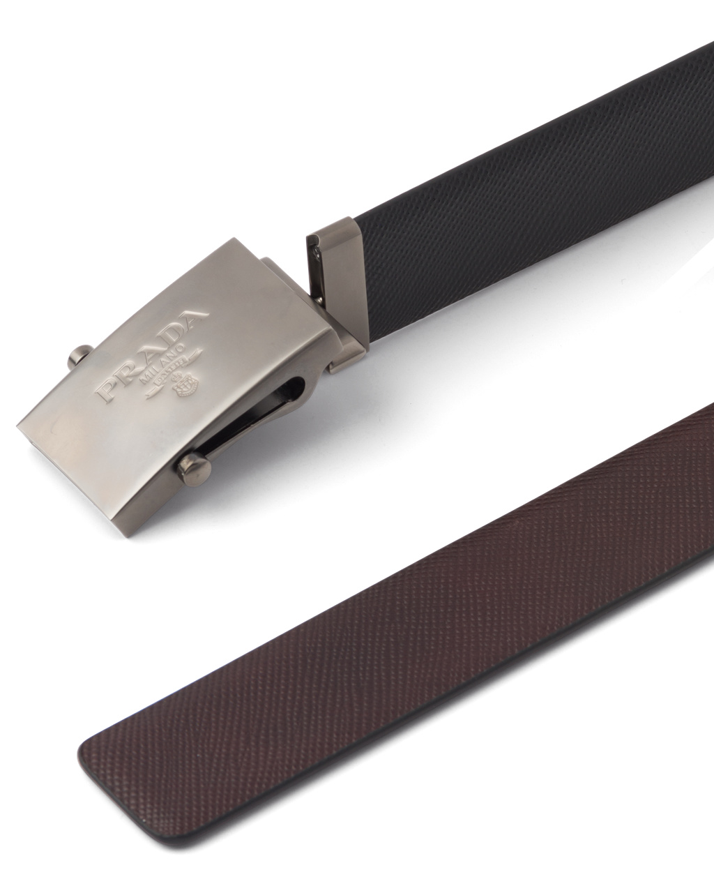 Prada Saffiano Lær Reversible Belt Svarte Kaffe Brune | 781-WOFDSP