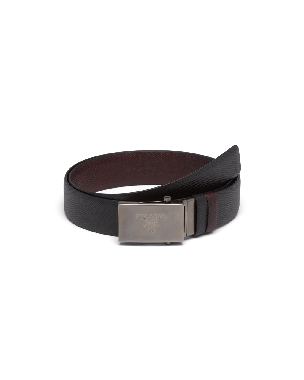 Prada Saffiano Lær Reversible Belt Svarte Kaffe Brune | 781-WOFDSP