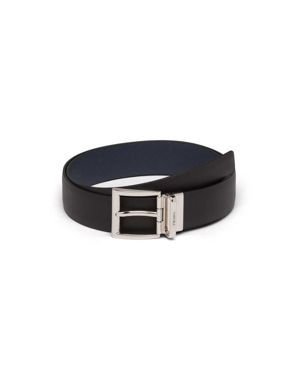 Prada Saffiano Lær Reversible Belt Svarte Blå | 836-GLYWIA