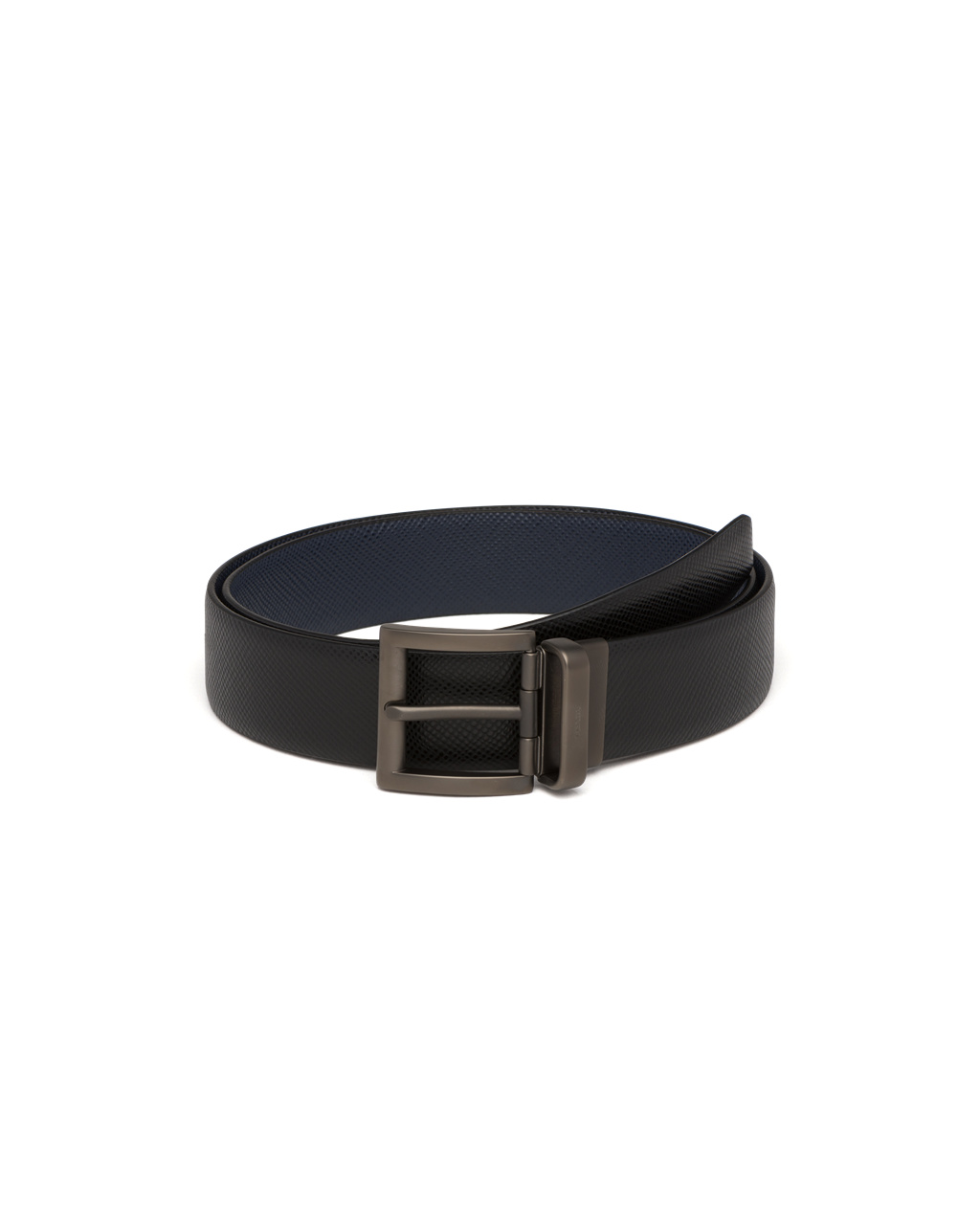 Prada Saffiano Lær Reversible Belt Svarte Blå | 845-FHJONM