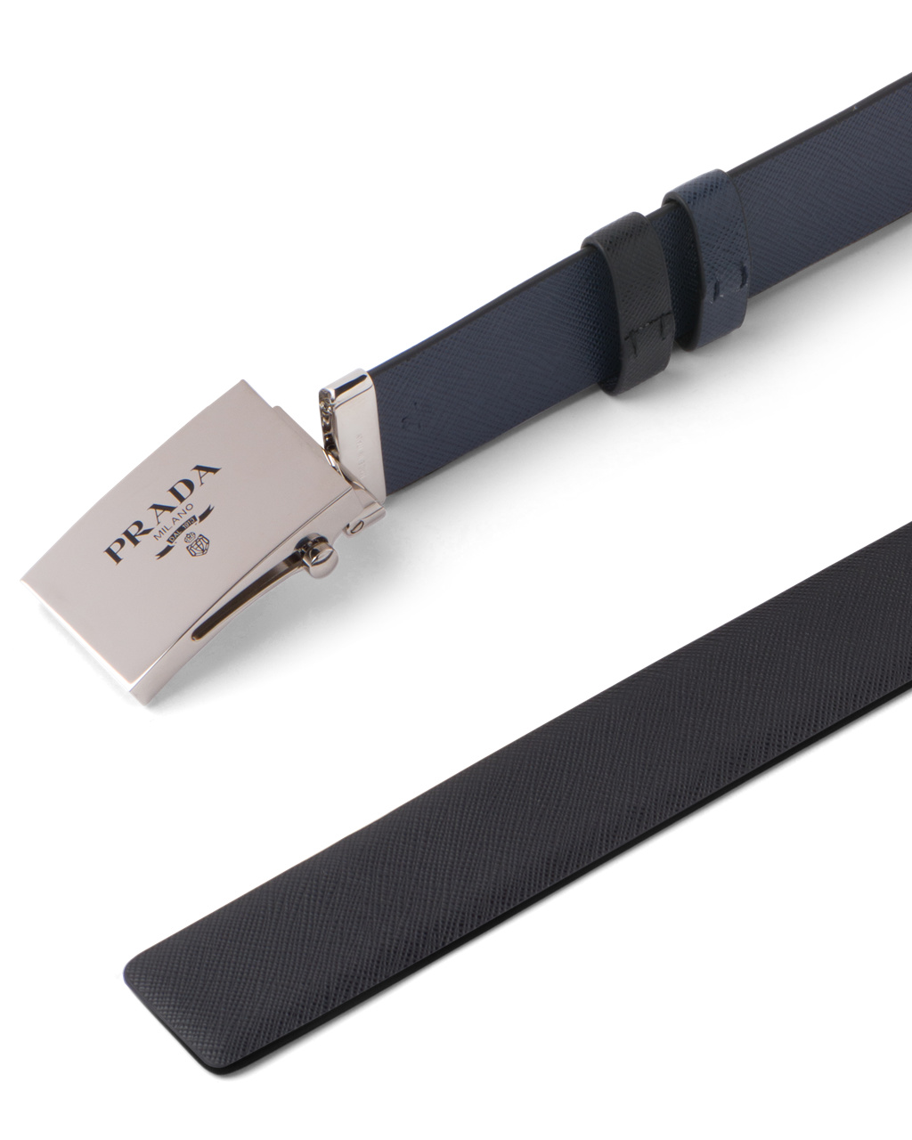 Prada Saffiano Lær Reversible Belt Svarte Blå | 871-QOHUXN