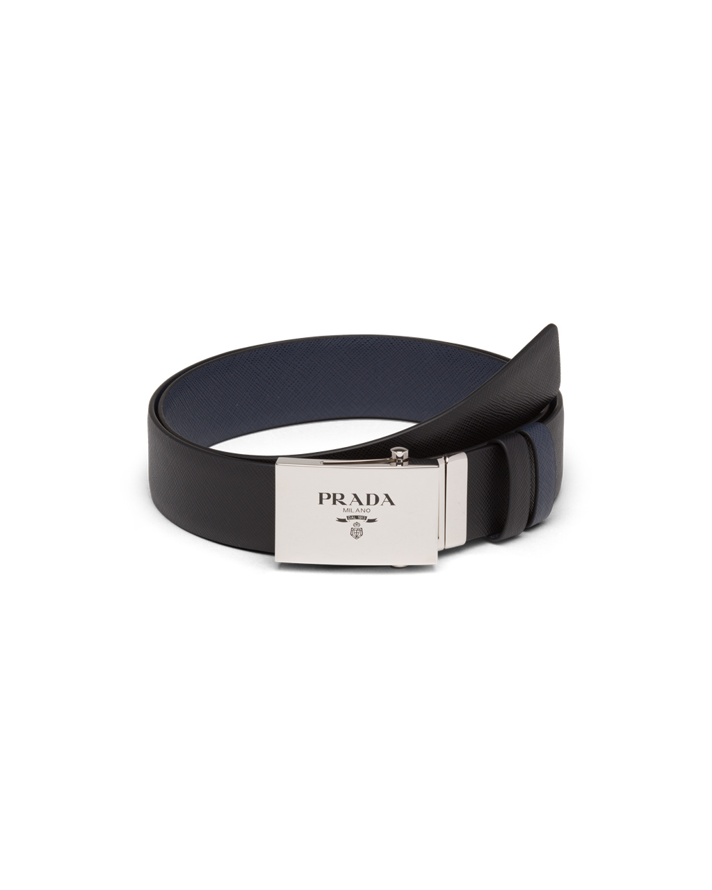 Prada Saffiano Lær Reversible Belt Svarte Blå | 871-QOHUXN