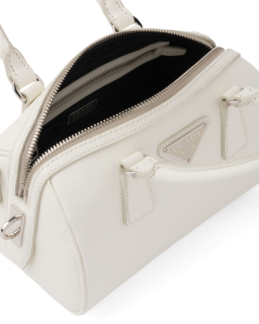 Prada Saffiano Lær Top-handle Bag Hvite | LDZCUE327