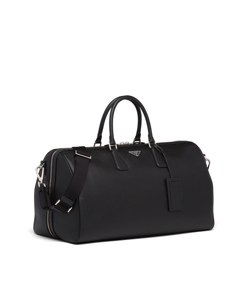 Prada Saffiano Lær Travel Bag Svarte | 278-KZEOHW