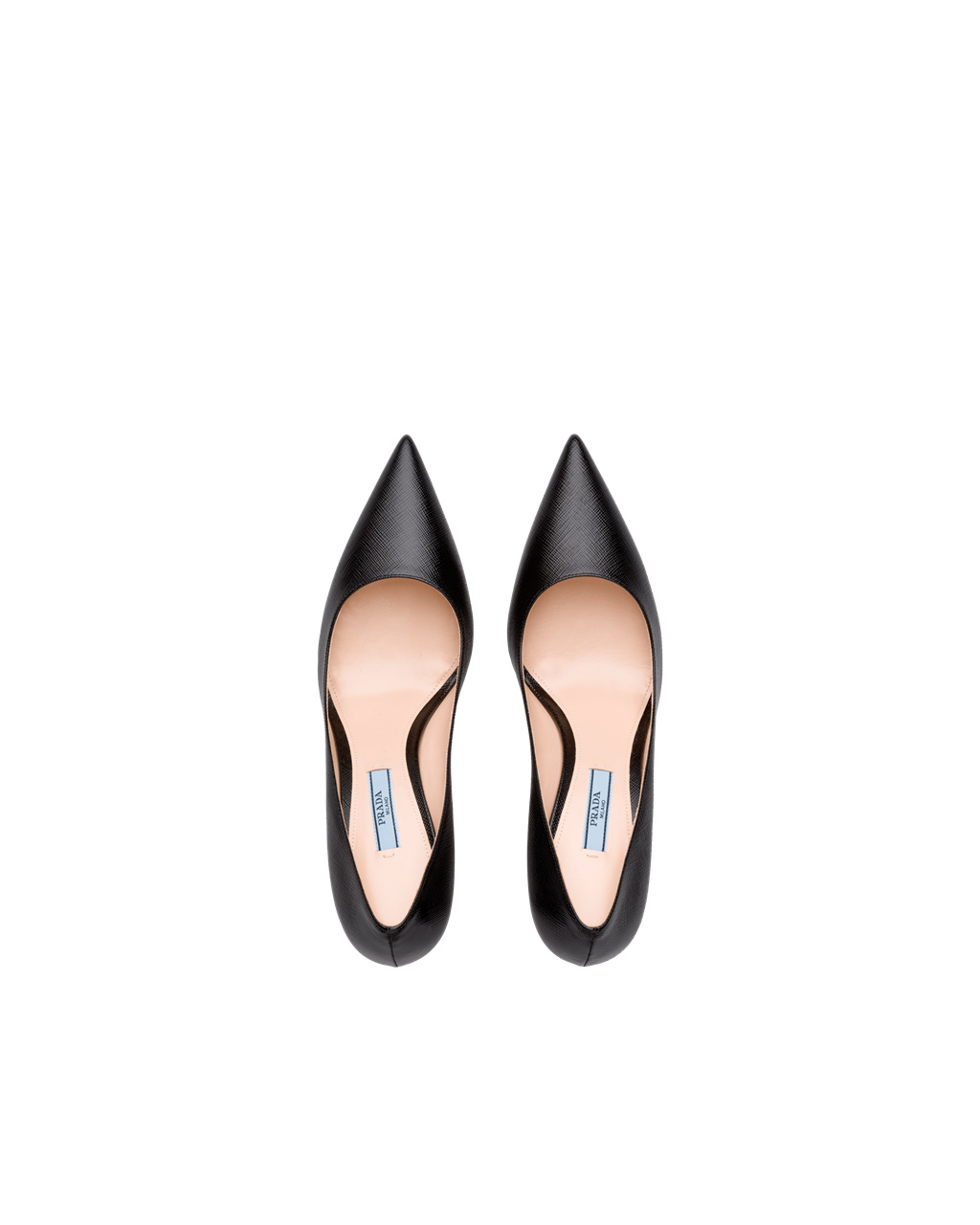 Prada Saffiano Textured Patent Lær Pumps Svarte | 648-LZVWXA