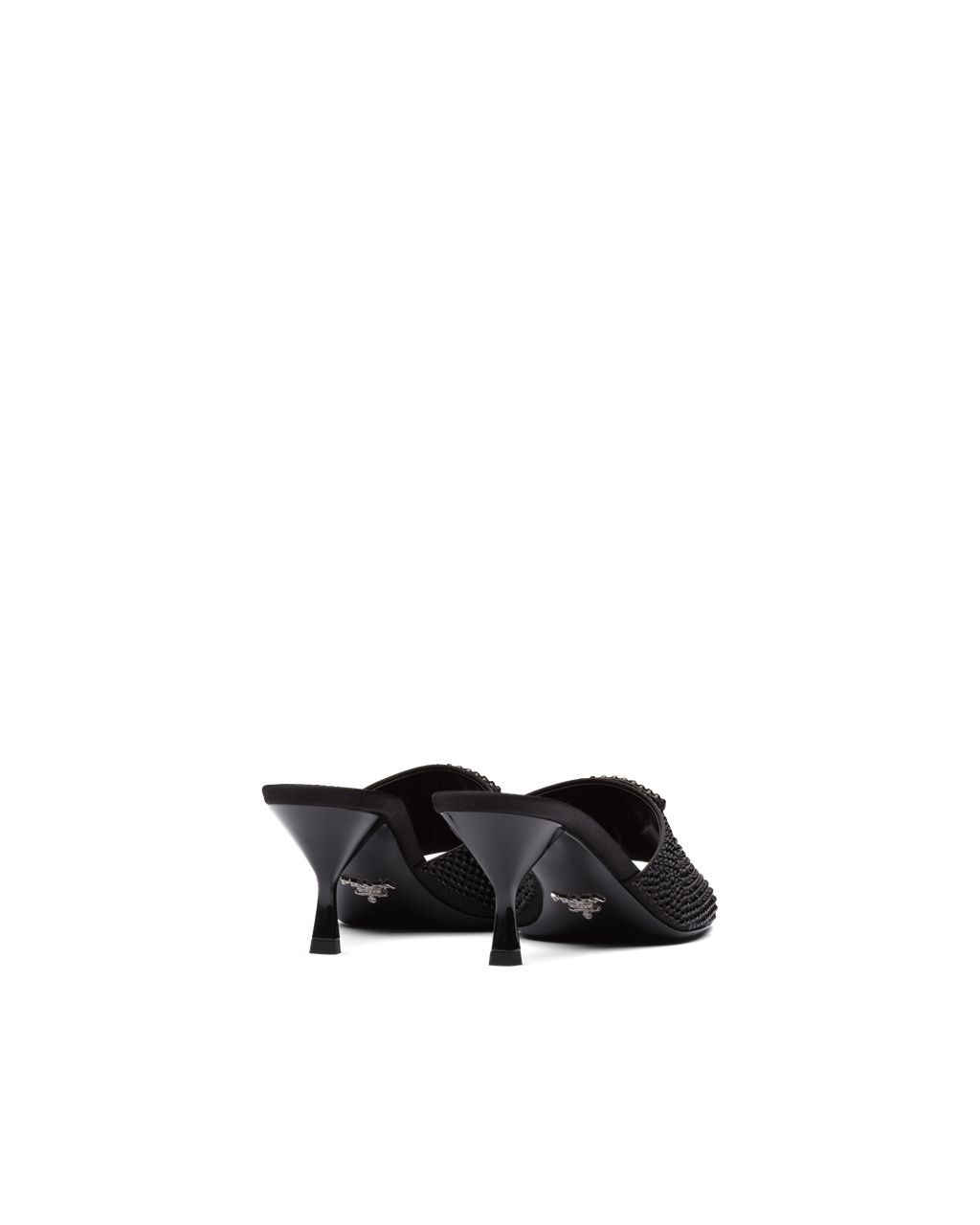 Prada Satin Hælene Sandals With Crystals Svarte | 607-SIZGPQ