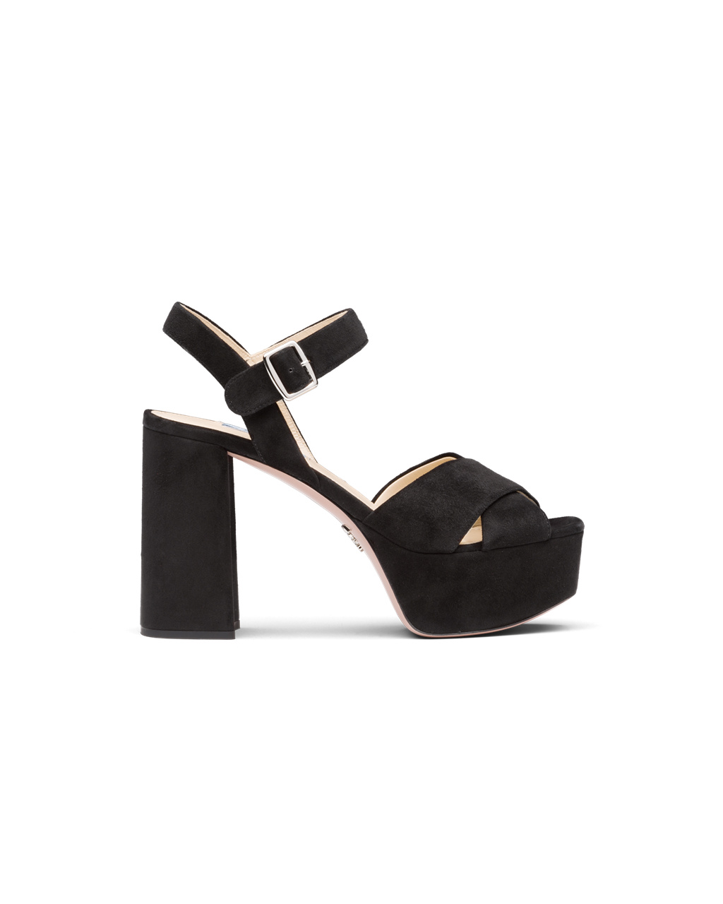 Prada Semsket Skinn Platform Sandals Svarte | 142-OYXZST