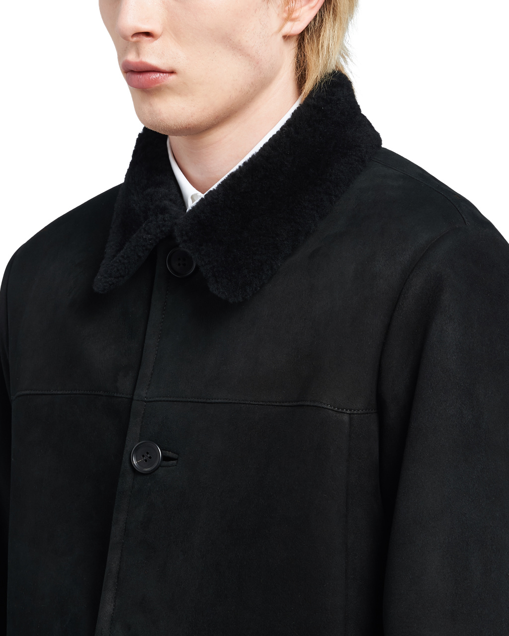 Prada Semsket Skinn Sheepskin Coat Svarte | 759-WUXLPQ