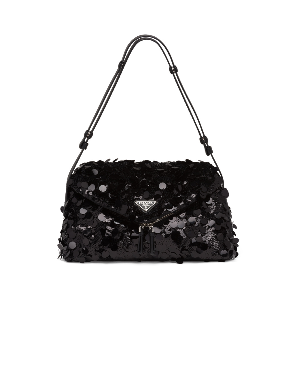 Prada Sequined And Lær Prada Signaux Bag Svarte | 683-DHRYWS