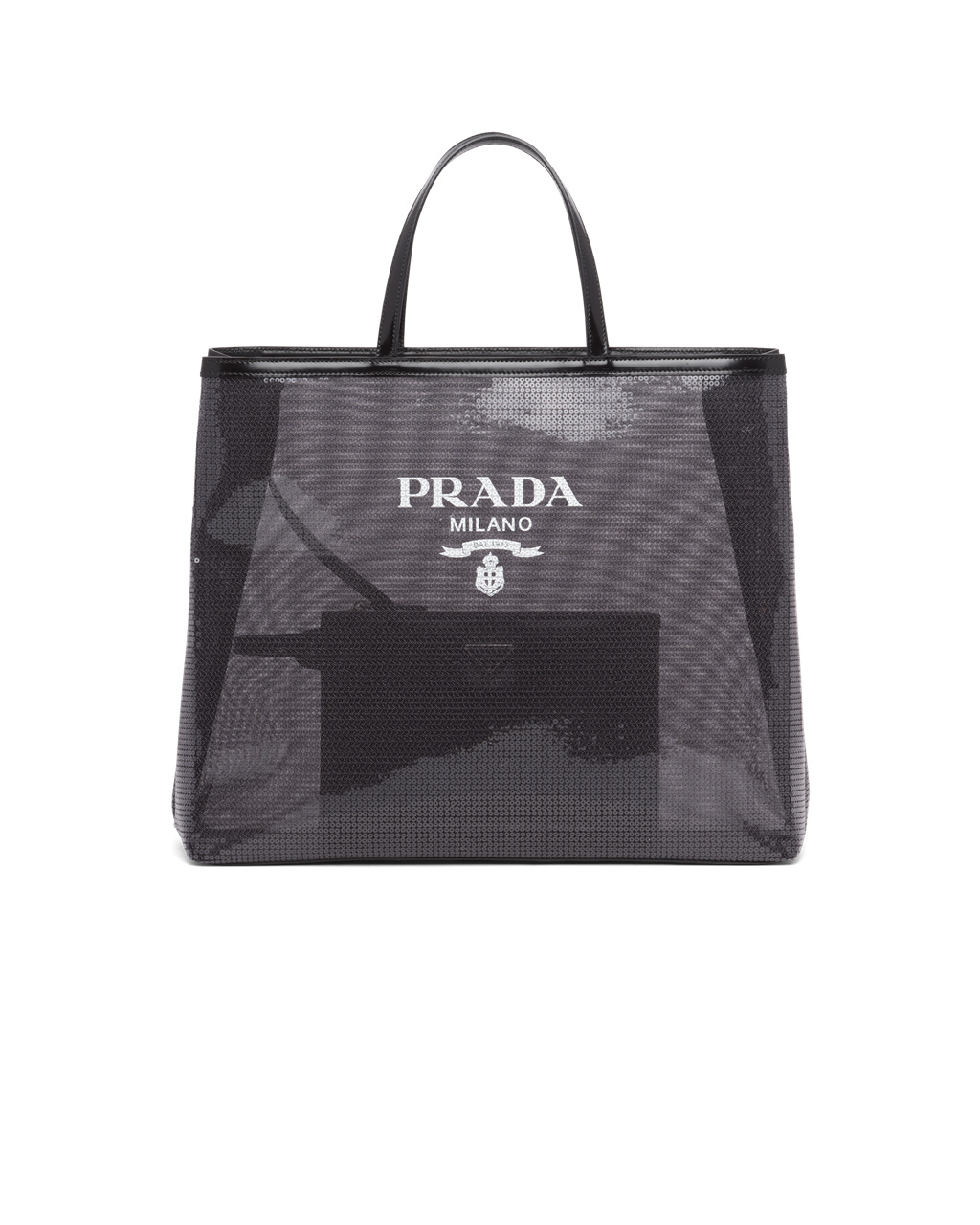 Prada Sequined Mesh Tote Bag Svarte | WKDYQH609