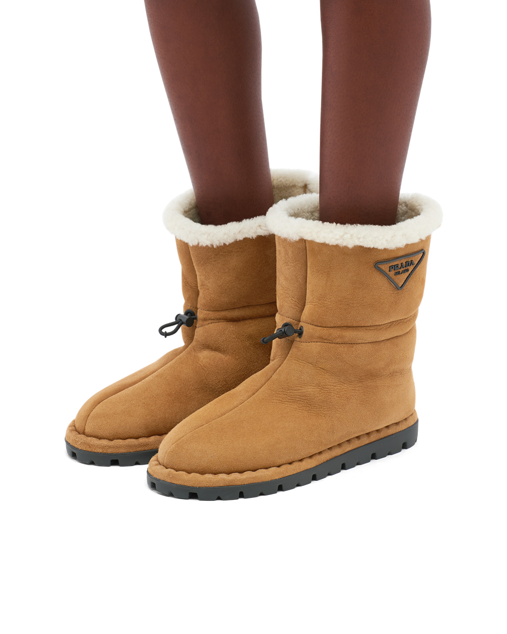 Prada Shearling Booties Cognac | 509-MSGRIZ